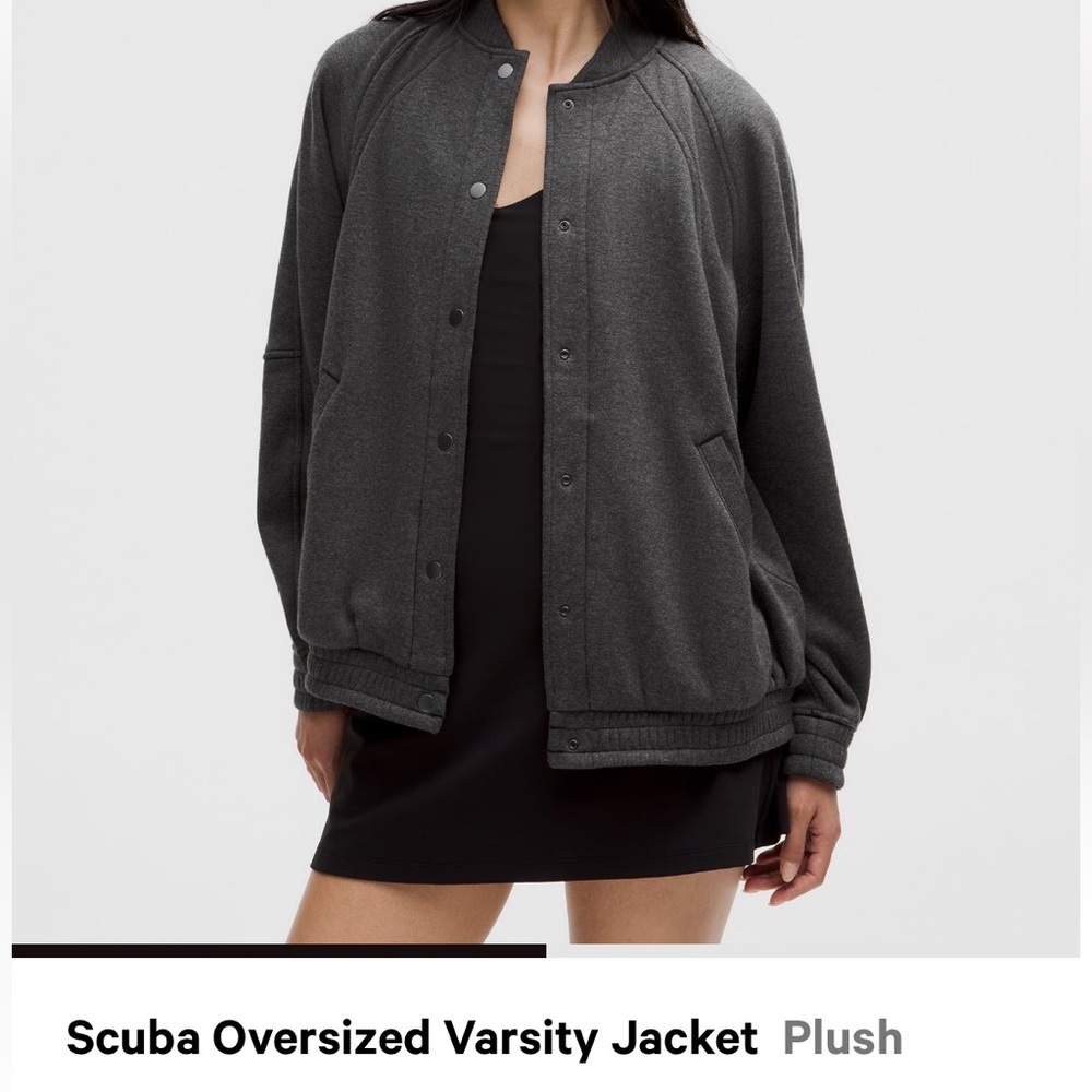 Lululemon - Plush Gray Scuba Oversized Varsity Jacket